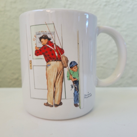 VTG 1987 Norman Rockwell Closed for Business 12 oz. Ceramic Coffee Tea Cup Mug - Picture 1 of 7